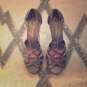 A. Marinelli pewter metallic heels